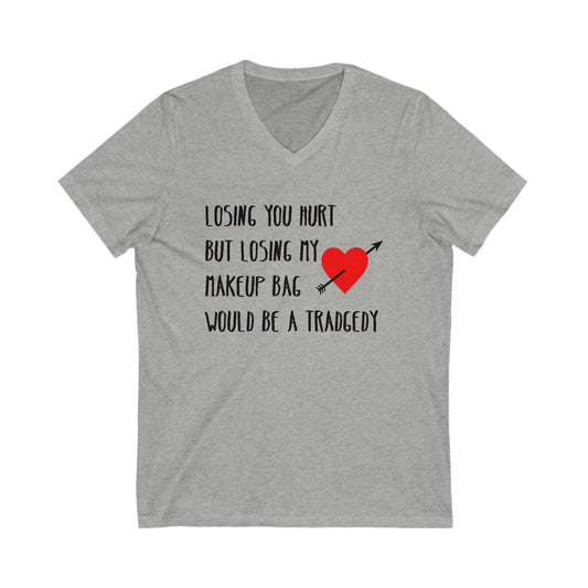 Losing My Makeup Bag Short Sleeve V-Neck Tee