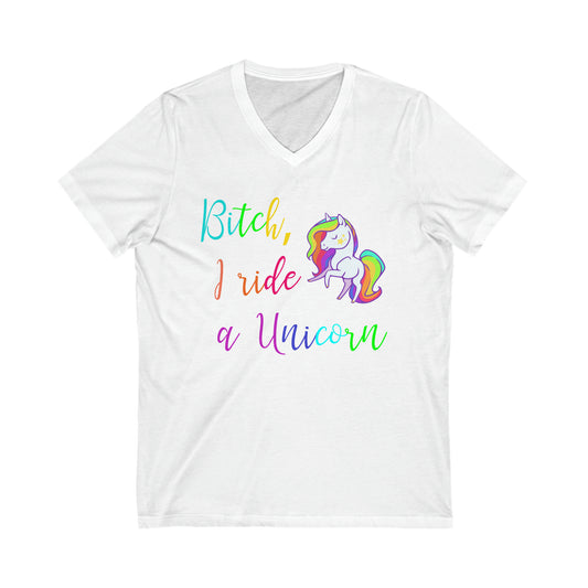 I Ride a Unicorn Short Sleeve V-Neck Tee