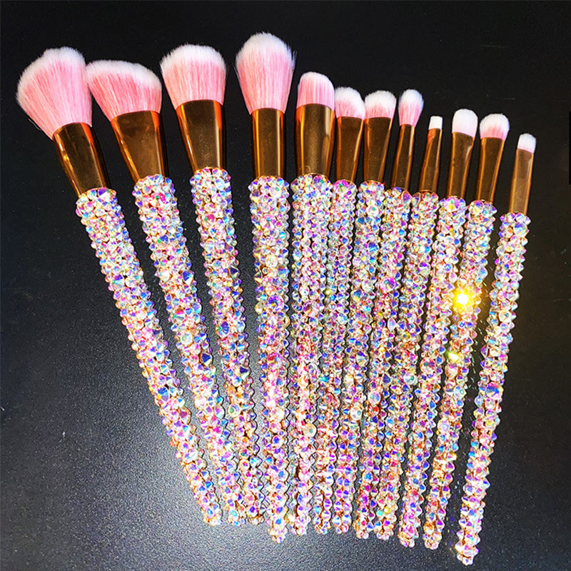 12-Piece Diamond-Studded Makeup Brush Set